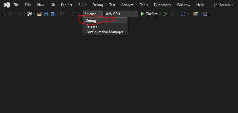 Debug Mod in Visual Stadio Image